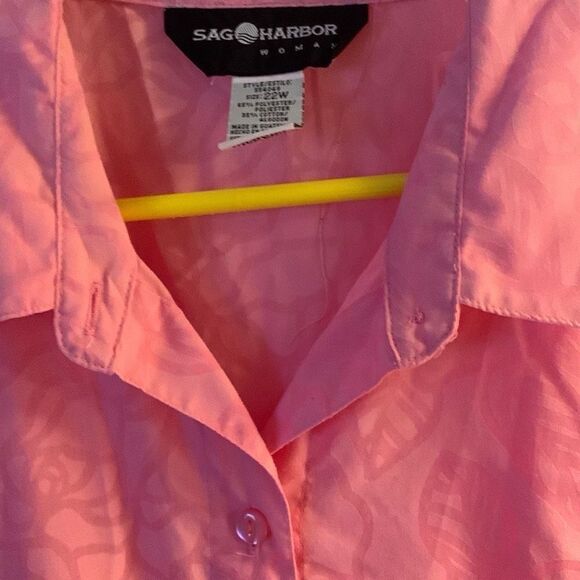 Pre Owned Women’s Sag Harbor Pink Floral Button Up Shirt Sz 22W - Picture 5 of 12